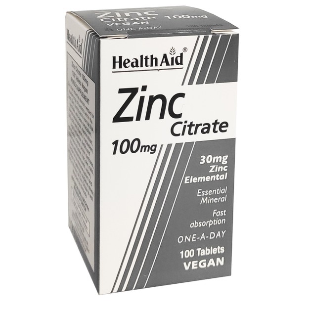 Health Aid Zinc Citrate 100mg 100tabs Health Aid Zinc Citrate 100mg 100tabs