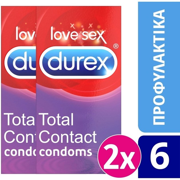 Durex Πακέτο Προσφοράς Total Contact Εξαιρετικά Λεπτά Προφυλακτικά με Περισσότερο Λιπαντικό 2x6 Τεμάχια σε Ειδική Τιμή Durex Πακέτο Προσφοράς Total Contact Εξαιρετικά Λεπτά Προφυλακτικά με Περισσότερο Λιπαντικό 2x6 Τεμάχια σε Ειδική Τιμή