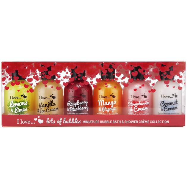 I love...Bath & Shower Coconut-Cream,Strawberries-Cream,Mango-Papaya,Raspberry-Blackberry,Vanilla-Ice Cream,Lemons-Limes 6x100ml I love...Bath & Shower Coconut-Cream,Strawberries-Cream,Mango-Papaya,Raspberry-Blackberry,Vanilla-Ice Cream,Lemons-Limes 6x100ml