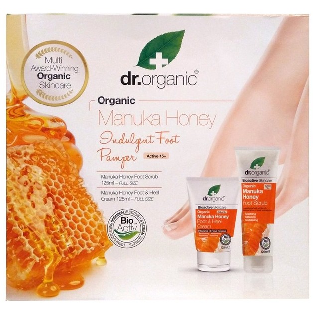 Dr Organic Πακέτο Προσφοράς Manuka Honey Indulgent Foot Pamper με Manuka Honey Foot Scrub 125ml & Foot & Heel Cream 125ml Dr Organic Πακέτο Προσφοράς Manuka Honey Indulgent Foot Pamper με Manuka Honey Foot Scrub 125ml & Foot & Heel Cream 125ml