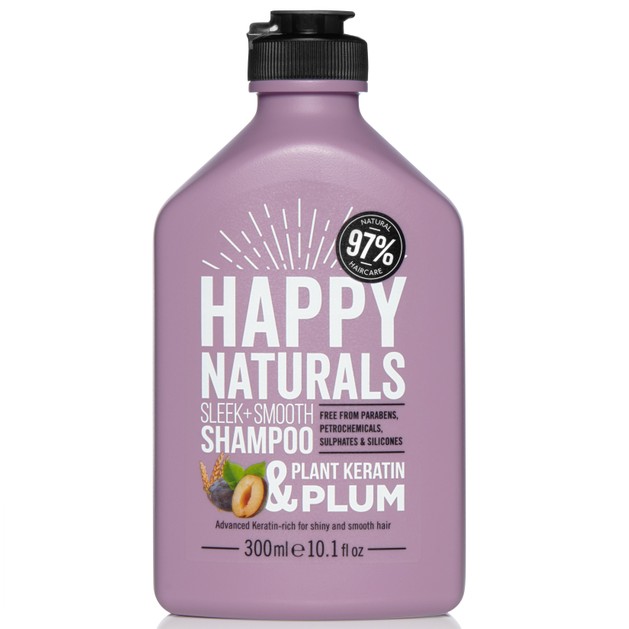 Happy Naturals Sleek + Smooth Shampoo Plant Keratin & Plum Σαμπουάν Ιδανικό για Έλεγχο του Φριζαρίσματος & Έξτρα Λάμψη 300ml Happy Naturals Sleek + Smooth Shampoo Plant Keratin & Plum Σαμπουάν Ιδανικό για Έλεγχο του Φριζαρίσματος & Έξτρα Λάμψη 300ml