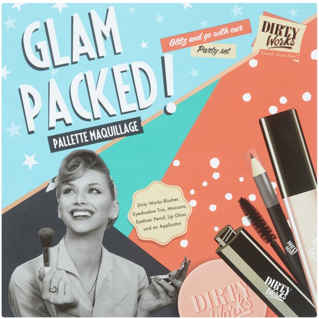 Dirty Works Glam Packed,Peachy Blusher 10g,Neutral Eyeshadow Trio 2.3g,Lip Gloss Nude 6ml,Eyeliner Black 1.5g,Mascara Black 5ml Dirty Works Glam Packed,Peachy Blusher 10g,Neutral Eyeshadow Trio 2.3g,Lip Gloss Nude 6ml,Eyeliner Black 1.5g,Mascara Black 5ml