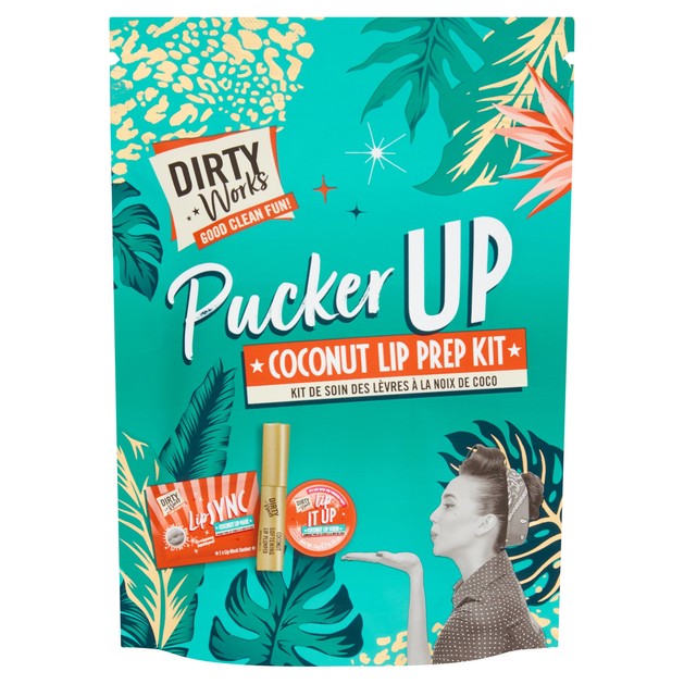 Dirty Works Pucker Up Coconut Lip Prep Kit, Lip it Up Coconut Lip Scrub & Lip Sync Coconut Lip Mask & Coconut Lip Plumper Dirty Works Pucker Up Coconut Lip Prep Kit, Lip it Up Coconut Lip Scrub & Lip Sync Coconut Lip Mask & Coconut Lip Plumper