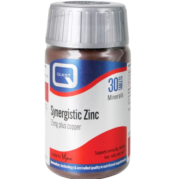 Quest Synergistic Zinc Plus Copper Παρέχει στον Οργανισμό Ψευδάργυρο και Χαλκό 15mg 30tabs Quest Synergistic Zinc Plus Copper Παρέχει στον Οργανισμό Ψευδάργυρο και Χαλκό 15mg 30tabs