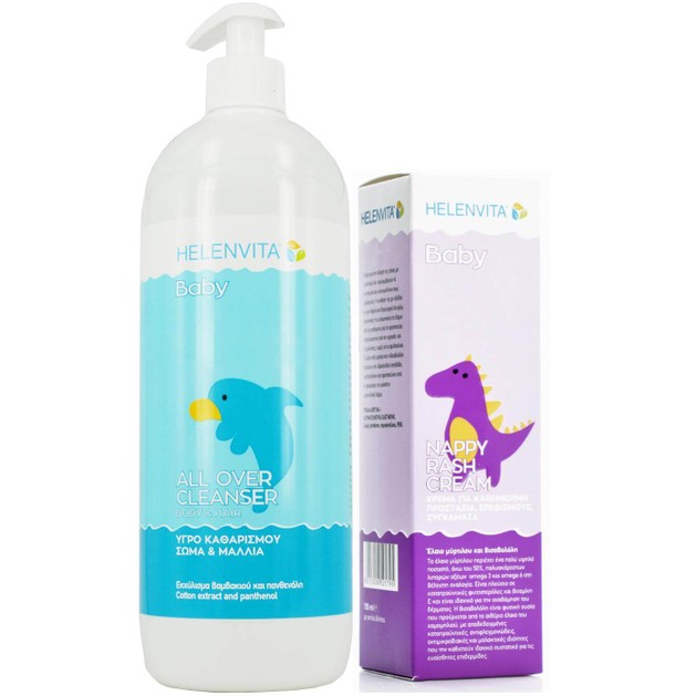 Helenvita Πακέτο Προσφοράς Baby All Over Cleanser Εξαιρετικά Ήπιο Καθαριστικό για Σώμα & Μαλλιά 1L & Δώρο Nappy Rash Cream 150ml Helenvita Πακέτο Προσφοράς Baby All Over Cleanser Εξαιρετικά Ήπιο Καθαριστικό για Σώμα & Μαλλιά 1L & Δώρο Nappy Rash Cream 150ml