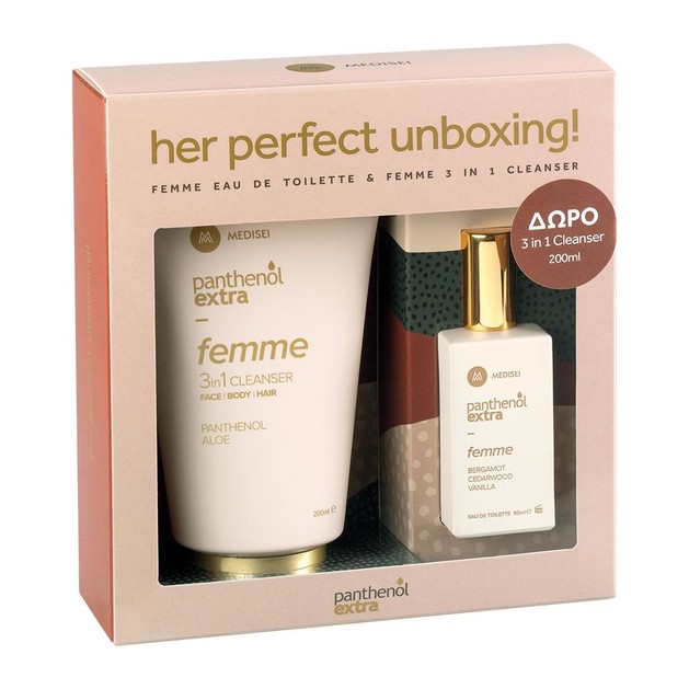 Medisei Panthenol Extra Promo Femme Eau de Toilette 50ml & Δώρο Panthenol Extra Femme 3 in 1 Cleanser 200ml Medisei Panthenol Extra Promo Femme Eau de Toilette 50ml & Δώρο Panthenol Extra Femme 3 in 1 Cleanser 200ml