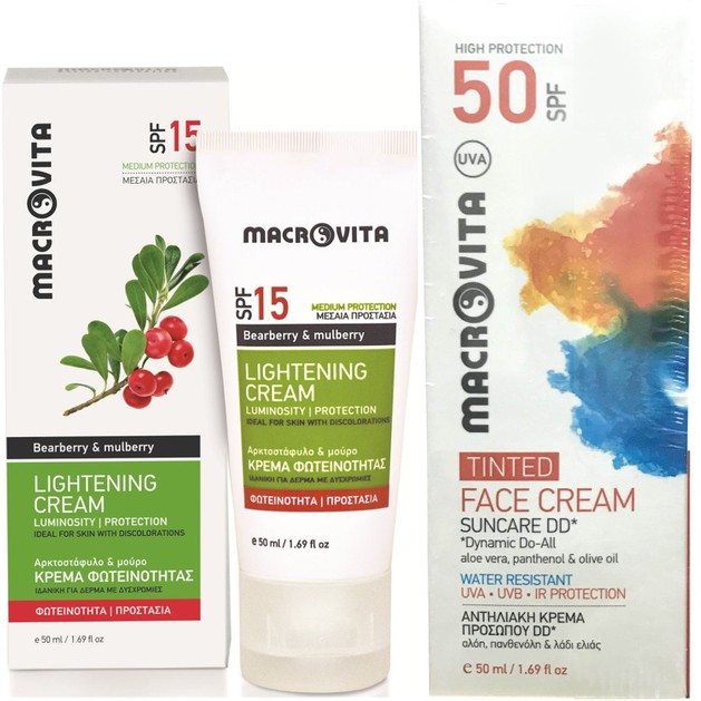 Macrovita Πακέτο Προσφοράς Lightening Cream Spf15, 50ml & Δώρο Suncare Face Cream Tinted Spf50, 50ml Macrovita Πακέτο Προσφοράς Lightening Cream Spf15, 50ml & Δώρο Suncare Face Cream Tinted Spf50, 50ml