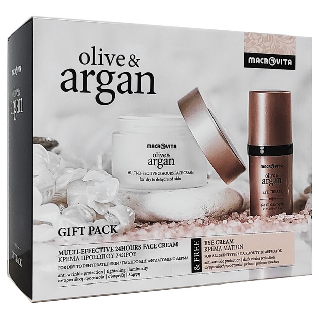 Macrovita Gift Pack Olive & Argan Multi-Effective 24Hours Face Cream Dry-Dehydrated 50ml & Δώρο Eye Cream 15ml Macrovita Gift Pack Olive & Argan Multi-Effective 24Hours Face Cream Dry-Dehydrated 50ml & Δώρο Eye Cream 15ml