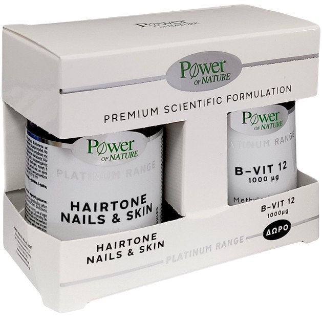 Power of Nature Πακέτο Προσφοράς Platinum Range Hairtone, Nails & Skin 30caps & Δώρο B-Vit 12 1000μg 20tabs Power of Nature Πακέτο Προσφοράς Platinum Range Hairtone, Nails & Skin 30caps & Δώρο B-Vit 12 1000μg 20tabs