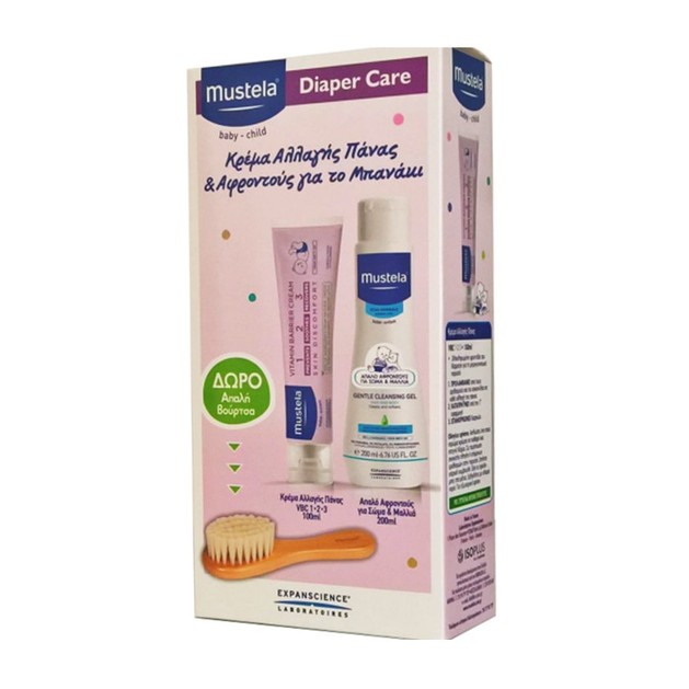 Mustela Diaper Care Promo Pack Κρέμα Αλλαγής Πάνας 100ml & Gentle Cleansing Gel Απαλό Αφροντούς 200ml & Δώρο Βούρτσα 1Τεμάχιο Mustela Diaper Care Promo Pack Κρέμα Αλλαγής Πάνας 100ml & Gentle Cleansing Gel Απαλό Αφροντούς 200ml & Δώρο Βούρτσα 1Τεμάχιο