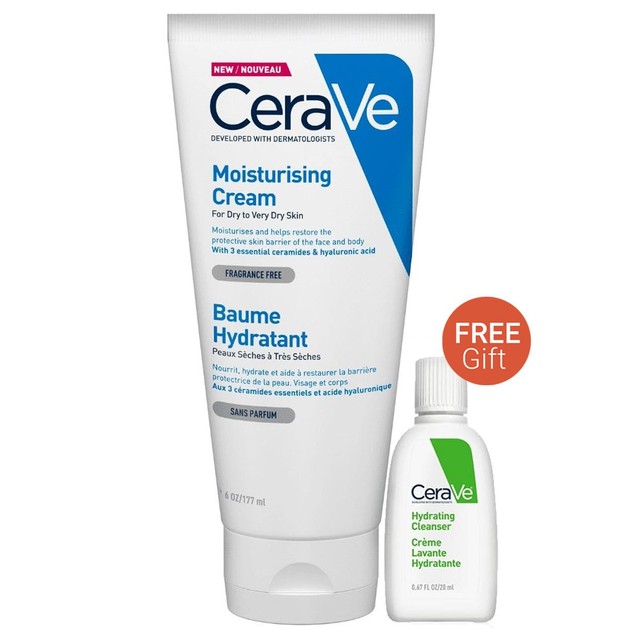 CeraVe Πακέτο Προσφοράς Moisturising Cream Ενυδατική Κρέμα Προσώπου-Σώματος για Ξηρό Δέρμα 177ml & Δώρο Hydrating Cleanser 20ml CeraVe Πακέτο Προσφοράς Moisturising Cream Ενυδατική Κρέμα Προσώπου-Σώματος για Ξηρό Δέρμα 177ml & Δώρο Hydrating Cleanser 20ml