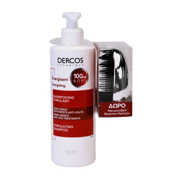 Vichy Dercos Energising Stimulating Shampoo 400ml & Δώρο μια Μοναδική Βούρτσα Μαλλιών Vichy Dercos Energising Stimulating Shampoo 400ml & Δώρο μια Μοναδική Βούρτσα Μαλλιών