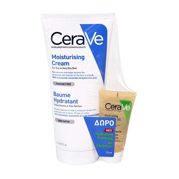 CeraVe Πακέτο Προσφοράς Moisturising Cream Ενυδατική Κρέμα Προσώπου-Σώματος για Ξηρό Δέρμα 177ml & Δώρο Hydrating Cleanser 15ml CeraVe Πακέτο Προσφοράς Moisturising Cream Ενυδατική Κρέμα Προσώπου-Σώματος για Ξηρό Δέρμα 177ml & Δώρο Hydrating Cleanser 15ml