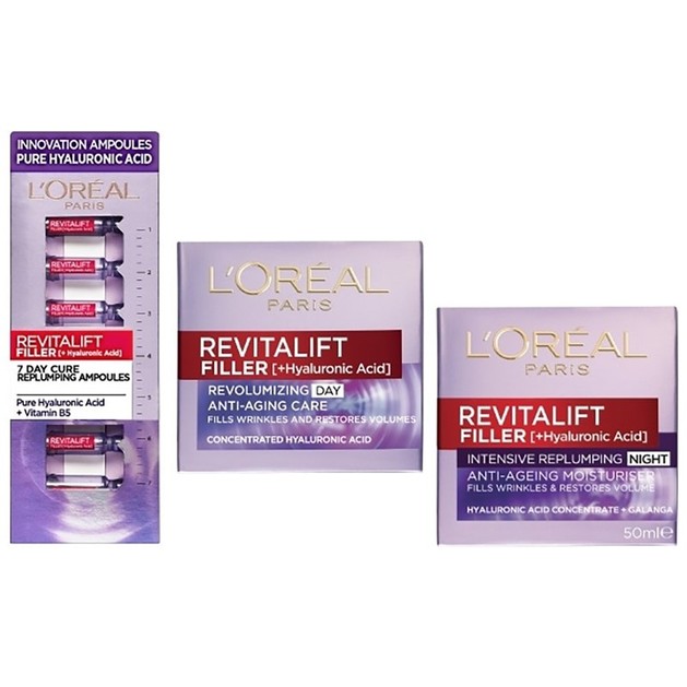 L\'oreal Paris Revitalift Filler Πακέτο Προσφοράς Day Cream 50ml & Night Cream 50ml & Renew Replumping Ampoules 7 amps L\'oreal Paris Revitalift Filler Πακέτο Προσφοράς Day Cream 50ml & Night Cream 50ml & Renew Replumping Ampoules 7 amps