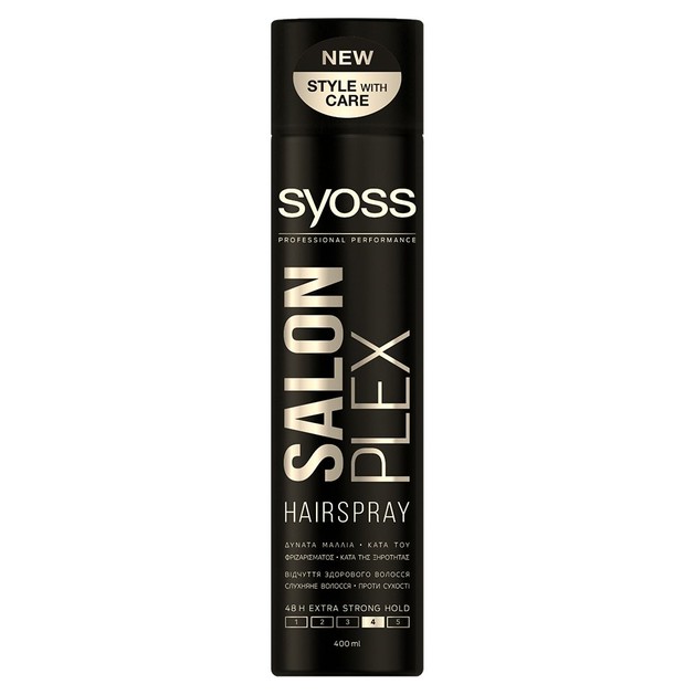 Syoss Hairspray Salon Plex Επαγγελματικό Δυνατό Κράτημα Μεγάλης Διάρκειας, Κατά του Φριζαρίσματος & της Ξηρότητας 400ml Syoss Hairspray Salon Plex Επαγγελματικό Δυνατό Κράτημα Μεγάλης Διάρκειας, Κατά του Φριζαρίσματος & της Ξηρότητας 400ml