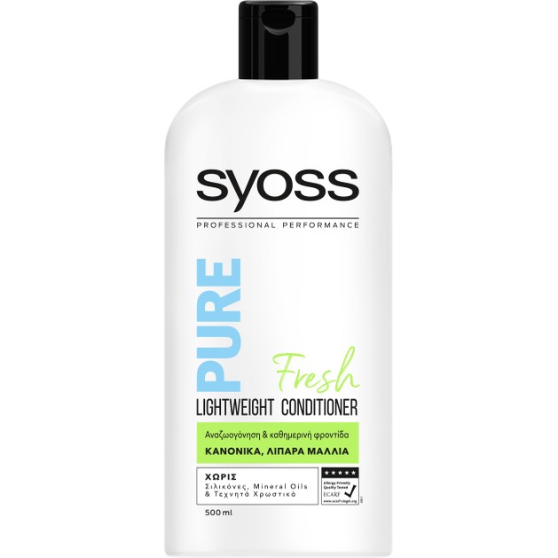 Syoss Conditioner Pure Fresh Επαγγελματική Μαλακτική Κρέμα για Αναζωογόνηση,Καθημερινή Φροντίδα στα Κανονικά,Λιπαρά Μαλλιά 500ml Syoss Conditioner Pure Fresh Επαγγελματική Μαλακτική Κρέμα για Αναζωογόνηση,Καθημερινή Φροντίδα στα Κανονικά,Λιπαρά Μαλλιά 500ml