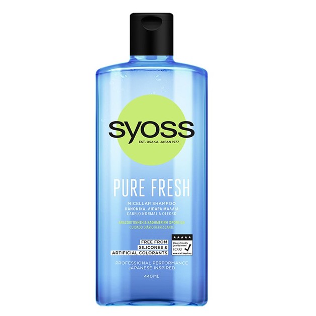 Syoss Shampoo Pure Fresh Επαγγελματικό Σαμπουάν για Αναζωογόνηση,Φρεσκάδα & Καθημερινή Φροντίδα στα Κανονικά,Λιπαρά Μαλλιά 440ml Syoss Shampoo Pure Fresh Επαγγελματικό Σαμπουάν για Αναζωογόνηση,Φρεσκάδα & Καθημερινή Φροντίδα στα Κανονικά,Λιπαρά Μαλλιά 440ml