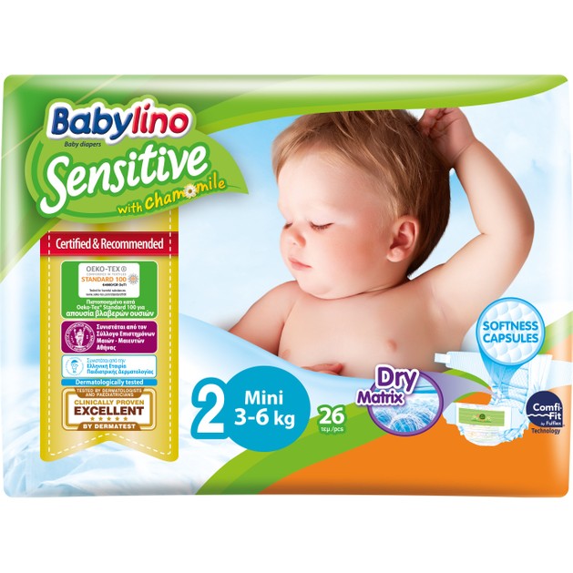 Babylino Sensitive Carry Pack Mini Νο2 (3-6kg) 26 Πάνες Babylino Sensitive Carry Pack Mini Νο2 (3-6kg) 26 Πάνες