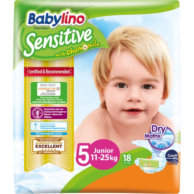 Babylino Sensitive Carry Pack Junior Νο5 (11-25kg) 18 Πάνες Babylino Sensitive Carry Pack Junior Νο5 (11-25kg) 18 Πάνες