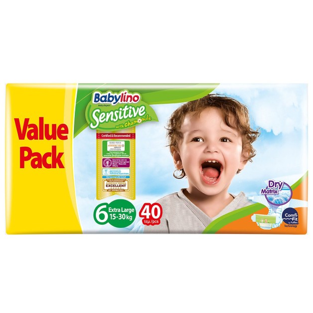 Babylino Sensitive Value Pack Extra Large Νο6 (15-30kg) Παιδικές Πάνες 40 τεμάχια Babylino Sensitive Value Pack Extra Large Νο6 (15-30kg) Παιδικές Πάνες 40 τεμάχια