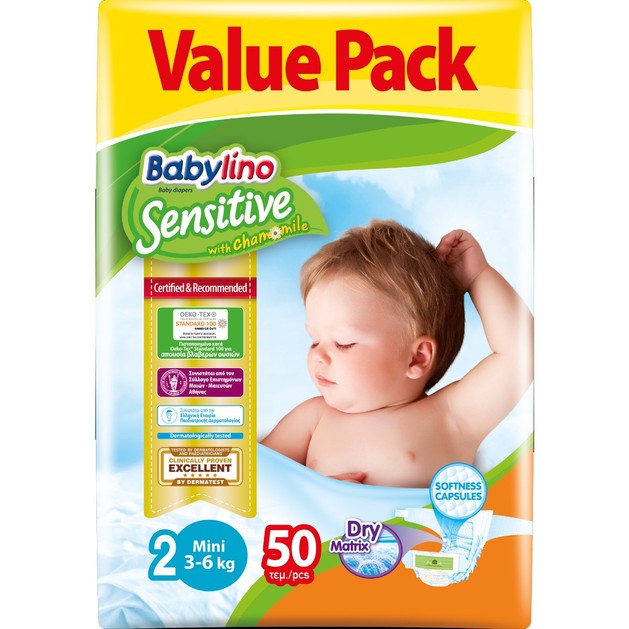 Babylino Sensitive Value Pack Mini Νο2 (3-6kg) Βρεφικές Πάνες 50 τεμάχια Babylino Sensitive Value Pack Mini Νο2 (3-6kg) Βρεφικές Πάνες 50 τεμάχια