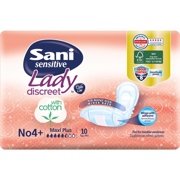 Sani Sensitive Lady Discreet Maxi Plus No 4+ Σερβιέτες Ακράτειας με Βαμβάκι 10 Τεμάχια σε Ειδική Τιμή Sani Sensitive Lady Discreet Maxi Plus No 4+ Σερβιέτες Ακράτειας με Βαμβάκι 10 Τεμάχια σε Ειδική Τιμή