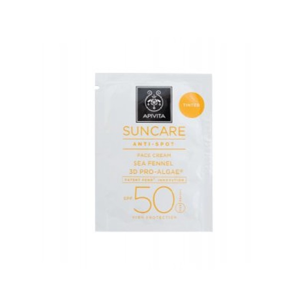 Δείγμα Apivita Suncare Anti Spot Tinted Face Cream With Sea Fennel & 3D Pro-Algae Spf50, 2ml Δείγμα Apivita Suncare Anti Spot Tinted Face Cream With Sea Fennel & 3D Pro-Algae Spf50, 2ml