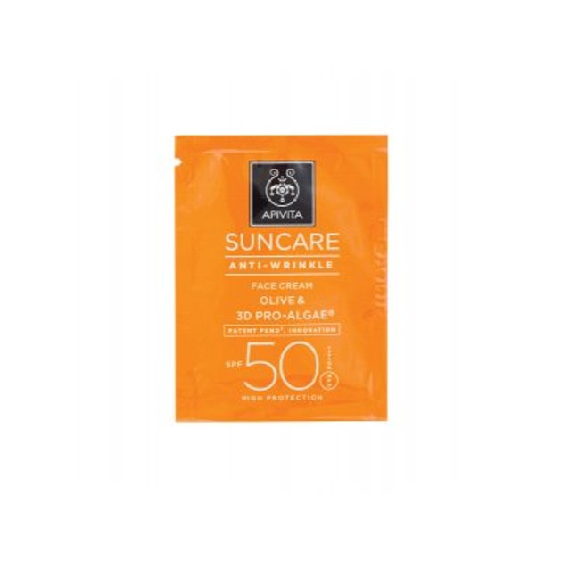 Δείγμα Apivita Suncare Anti-Wrinkle Face Cream With Olive & 3D Pro-Algae Spf50, 2ml Δείγμα Apivita Suncare Anti-Wrinkle Face Cream With Olive & 3D Pro-Algae Spf50, 2ml