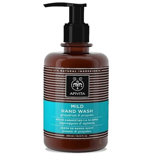 Apivita Mild Hand Wash Απαλό Καθαριστικό για τα Χέρια με Γκρέιπφρουτ & Πρόπολη 300ml Apivita Mild Hand Wash Απαλό Καθαριστικό για τα Χέρια με Γκρέιπφρουτ & Πρόπολη 300ml