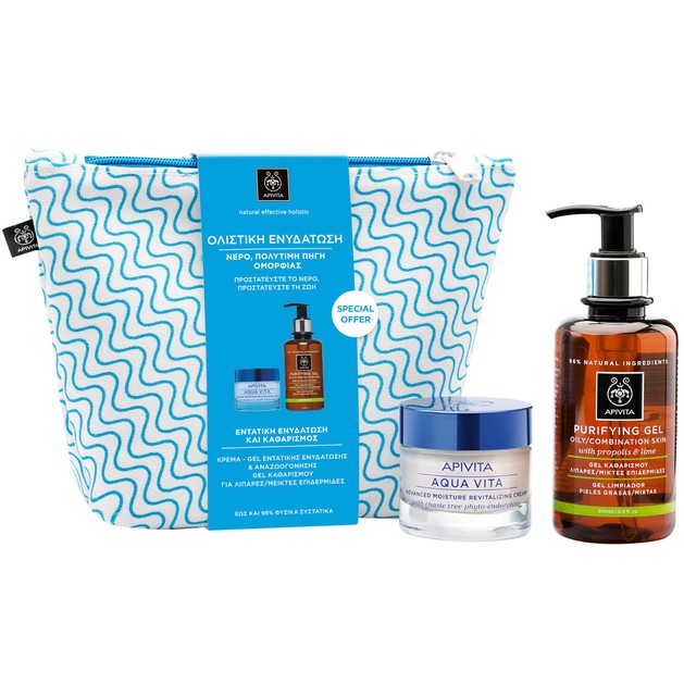 Apivita Promo Aqua Vita Moisturizing Cream Oily-Combination 50ml & Δώρο Purifying Gel With Propolis & Lime 200ml & Νεσεσέρ Apivita Promo Aqua Vita Moisturizing Cream Oily-Combination 50ml & Δώρο Purifying Gel With Propolis & Lime 200ml & Νεσεσέρ