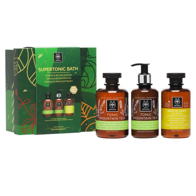 Apivita Πακέτο Προσφοράς Supertonic Bath Tonic Mountain Tea Shower Gel 300ml,Body Milk 200ml & Δώρο Gentle Daily Shampoo 250ml Apivita Πακέτο Προσφοράς Supertonic Bath Tonic Mountain Tea Shower Gel 300ml,Body Milk 200ml & Δώρο Gentle Daily Shampoo 250ml