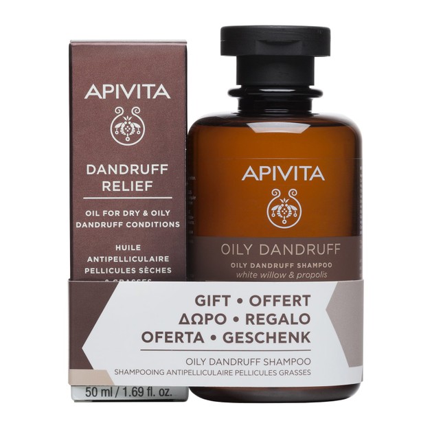 Apivita Πακέτο Προσφοράς Dandruff Relief Oil 50ml & Δώρο Oily Dandruff Shampoo With White Willow & Propolis 250ml Apivita Πακέτο Προσφοράς Dandruff Relief Oil 50ml & Δώρο Oily Dandruff Shampoo With White Willow & Propolis 250ml