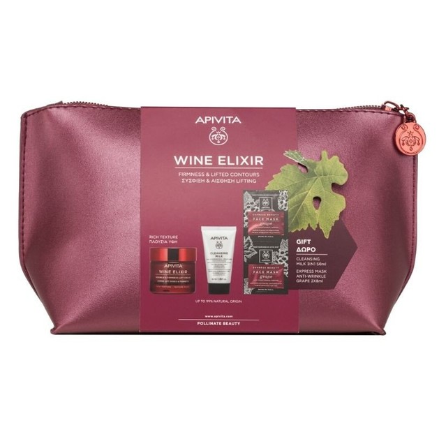 Apivita Promo Wine Elixir Αντιρυτιδική Κρέμα Σύσφιξης & Lifting Πλούσια Υφή 50ml & Cleansing Milk 50ml & Face Mask Grape 2x8ml Apivita Promo Wine Elixir Αντιρυτιδική Κρέμα Σύσφιξης & Lifting Πλούσια Υφή 50ml & Cleansing Milk 50ml & Face Mask Grape 2x8ml
