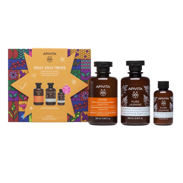Apivita Holly Jolly Treats Shine & Revitalizing Shampoo With Orange & Honey 250ml,Pure Jasmine Shower Gel 250ml & Body Milk 75ml Apivita Holly Jolly Treats Shine & Revitalizing Shampoo With Orange & Honey 250ml,Pure Jasmine Shower Gel 250ml & Body Milk 75ml