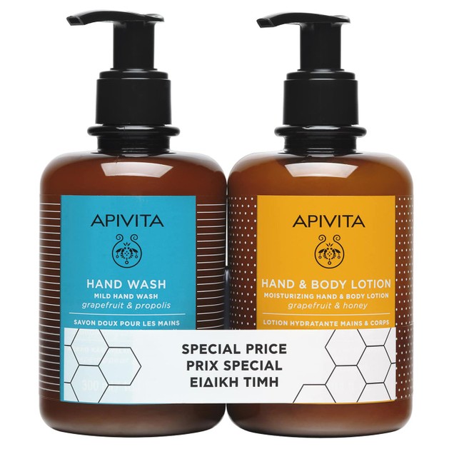 Apivita Πακέτο Προσφοράς Mild Hand Wash Grapefruit & Propolis 300ml & Moisturizing Hand & Body Lotion Grapefruit & Honey 300ml Apivita Πακέτο Προσφοράς Mild Hand Wash Grapefruit & Propolis 300ml & Moisturizing Hand & Body Lotion Grapefruit & Honey 300ml