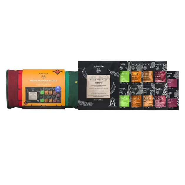 Apivita Promo Express Beauty Tissue Mask Carob 20ml,Face Mask Aloe,Orange,Grape 2x8ml,Scrub Apricot 2x8ml,Eye Mask Grape 2x2ml Apivita Promo Express Beauty Tissue Mask Carob 20ml,Face Mask Aloe,Orange,Grape 2x8ml,Scrub Apricot 2x8ml,Eye Mask Grape 2x2ml