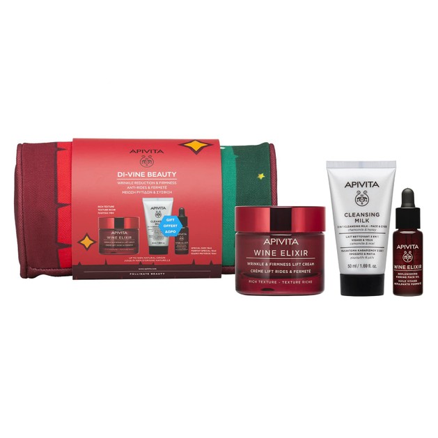 Apivita Promo Wine Elixir Wrinkle & Firmness Lift Rich Cream 50ml & Δώρο Cleansing Milk 3 in 1 Face & Eyes 50ml, Face Oil 10ml Apivita Promo Wine Elixir Wrinkle & Firmness Lift Rich Cream 50ml & Δώρο Cleansing Milk 3 in 1 Face & Eyes 50ml, Face Oil 10ml