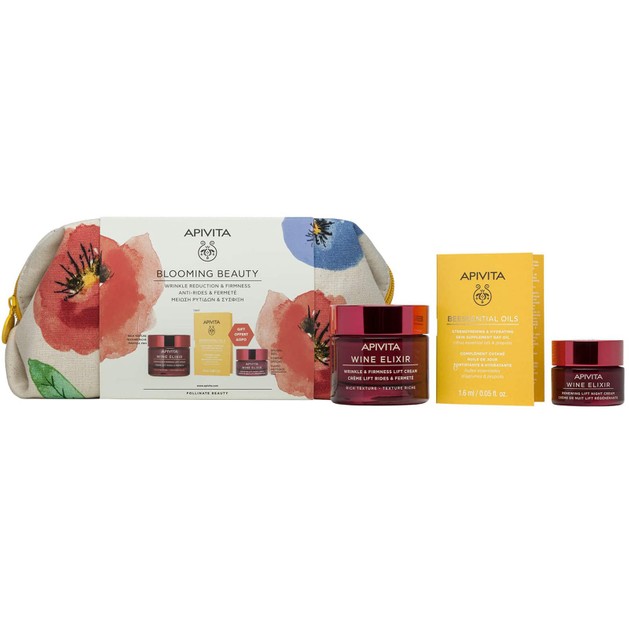 Apivita Promo Blooming Beauty Wine Elixir Lift Rich Day Cream 50ml & Δώρο Renewing Lift Night Cream 15ml & Beessential Oils 1.6ml & Νεσεσέρ Apivita Promo Blooming Beauty Wine Elixir Lift Rich Day Cream 50ml & Δώρο Renewing Lift Night Cream 15ml & Beessential Oils 1.6ml & Νεσεσέρ