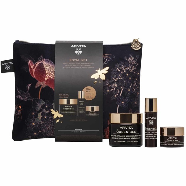 Apivita Πακέτο Προσφοράς Royal Gift Set Queen Bee Absolute Anti-Aging & Regenerating Face Cream Rich Texture 50ml & Δώρο Redefining Serum 10ml & Night Cream 15ml & Νεσεσέρ Apivita Πακέτο Προσφοράς Royal Gift Set Queen Bee Absolute Anti-Aging & Regenerating Face Cream Rich Texture 50ml & Δώρο Redefining Serum 10ml & Night Cream 15ml & Νεσεσέρ