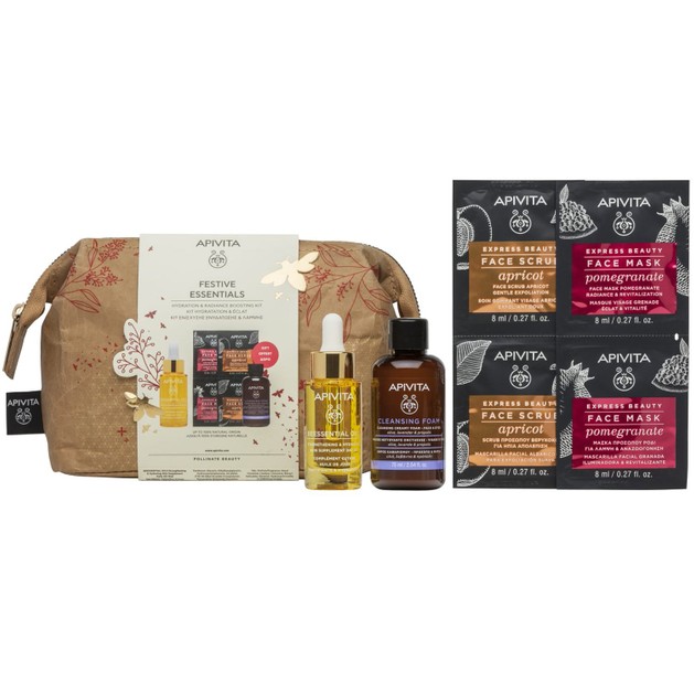 Apivita Promo Festive Essentials Strengthening & Hydrating Skin Supplement Day Oil 15ml & Δώρο Face, Eyes Cleansing Foam 75ml & Face Mask Pomegranate 2x8ml & Face Scrub Apricot 2x8ml Apivita Promo Festive Essentials Strengthening & Hydrating Skin Supplement Day Oil 15ml & Δώρο Face, Eyes Cleansing Foam 75ml & Face Mask Pomegranate 2x8ml & Face Scrub Apricot 2x8ml