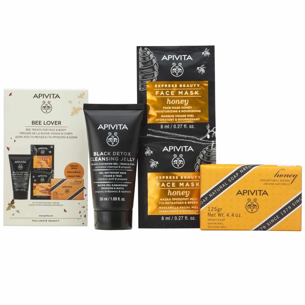 Apivita Πακέτο Προσφοράς Bee Lover Black Detox Cleansing Jelly 50ml & Express Beauty Moisturizing Face Mask Honey 2x8ml & Natural Honey Soap 125g σε Ειδική Τιμή Apivita Πακέτο Προσφοράς Bee Lover Black Detox Cleansing Jelly 50ml & Express Beauty Moisturizing Face Mask Honey 2x8ml & Natural Honey Soap 125g σε Ειδική Τιμή