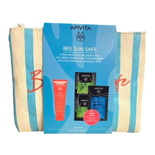 Apivita Promo Bee Sun Safe Hydra Fresh Face Gel-Cream Spf50, 50ml, Express Beauty Face Mask with Aloe 2x8ml, Express Beauty Moisturizing Hair Mask Hyaluronic Acid 20ml & Δώρο Νεσεσέρ Apivita Promo Bee Sun Safe Hydra Fresh Face Gel-Cream Spf50, 50ml, Express Beauty Face Mask with Aloe 2x8ml, Express Beauty Moisturizing Hair Mask Hyaluronic Acid 20ml & Δώρο Νεσεσέρ