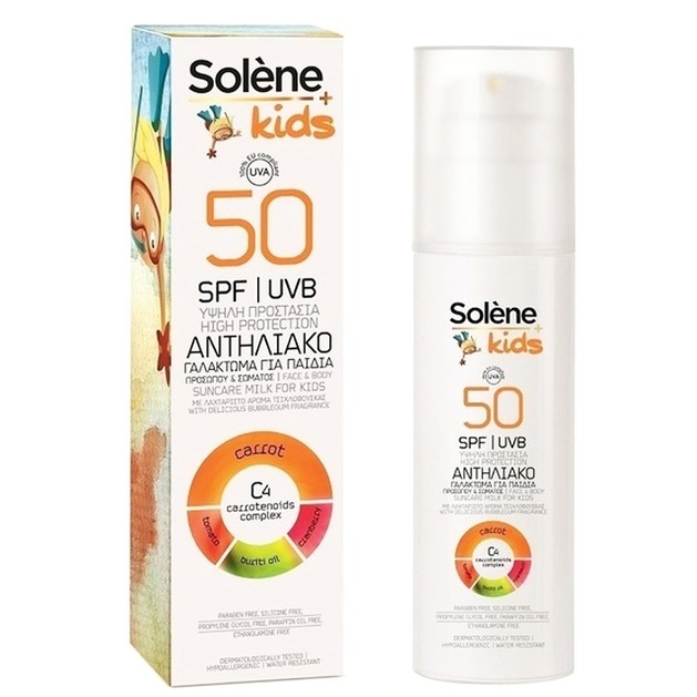 Solene Suncare Milk for Kids Αντηλιακή Προστασία για Παιδιά Γαλάκτωμα Προσώπου & Σώματος Πολύ Υψηλής Προστασίας Spf50 150ml Solene Suncare Milk for Kids Αντηλιακή Προστασία για Παιδιά Γαλάκτωμα Προσώπου & Σώματος Πολύ Υψηλής Προστασίας Spf50 150ml