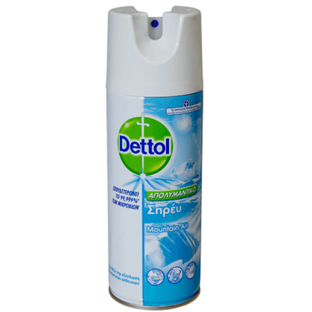 Dettol Απολυμαντικό Σπρέυ Προλαμβάνει την εξάπλωση των μικροβίων με άρωμα Mountain Air 400ml Dettol Απολυμαντικό Σπρέυ Προλαμβάνει την εξάπλωση των μικροβίων με άρωμα Mountain Air 400ml
