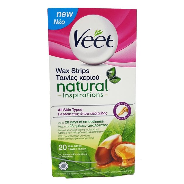 Veet Natural Inspirations Ταινίες Κρύου Κεριού 90% Φυσικής Προέλευσης, για Πόδια & Σώμα 20τμχ Veet Natural Inspirations Ταινίες Κρύου Κεριού 90% Φυσικής Προέλευσης, για Πόδια & Σώμα 20τμχ