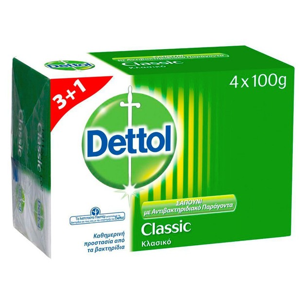 Dettol Πακέτο Προσφοράς Classic Antibacterial Hand Soap Αντιβακτηριδιακό Σαπούνι Χεριών Κλασικό 4x100gr 3+1 Δώρο Dettol Πακέτο Προσφοράς Classic Antibacterial Hand Soap Αντιβακτηριδιακό Σαπούνι Χεριών Κλασικό 4x100gr 3+1 Δώρο