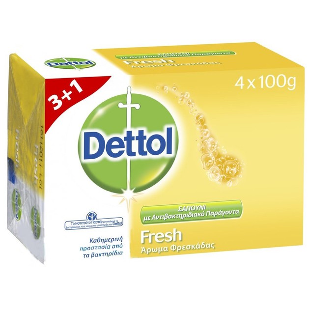 Dettol Πακέτο Προσφοράς Fresh Antibacterial Hand Soap Σαπούνι Χεριών με Άρωμα Φρεσκάδας 4x100gr 3+1 Δώρο Dettol Πακέτο Προσφοράς Fresh Antibacterial Hand Soap Σαπούνι Χεριών με Άρωμα Φρεσκάδας 4x100gr 3+1 Δώρο