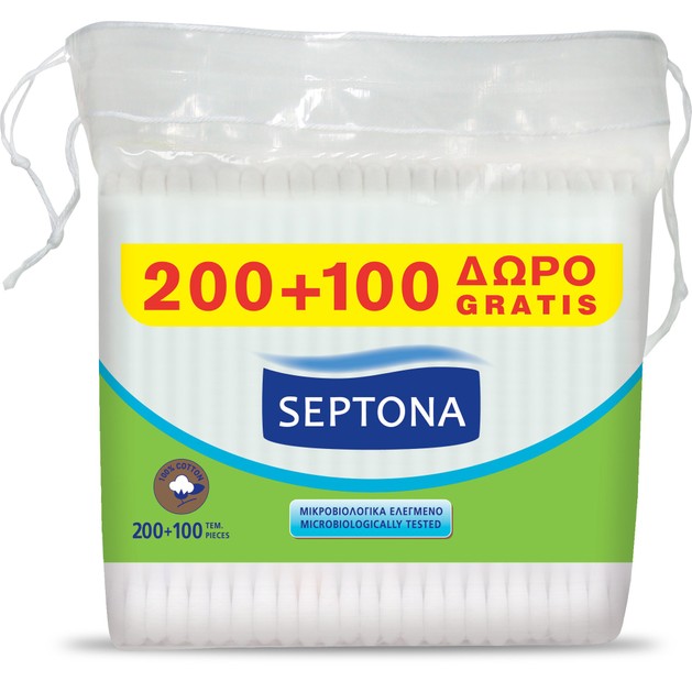 Septona Ωτοκαθαριστές Σακουλάκι 200 Τεμάχια & Δώρο Επιπλέον 100 Τεμάχια Septona Ωτοκαθαριστές Σακουλάκι 200 Τεμάχια & Δώρο Επιπλέον 100 Τεμάχια