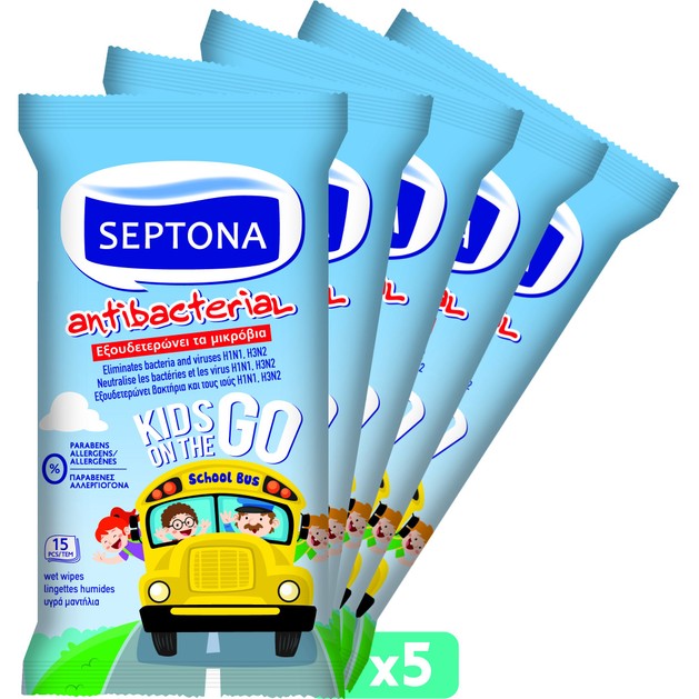 Septona Πακέτο Προσφοράς Antibacterial Kids on The Go Wipes Αντιβακτηριδιακά Μαντηλάκια Χεριών για Παιδιά 75 Τεμάχια Septona Πακέτο Προσφοράς Antibacterial Kids on The Go Wipes Αντιβακτηριδιακά Μαντηλάκια Χεριών για Παιδιά 75 Τεμάχια