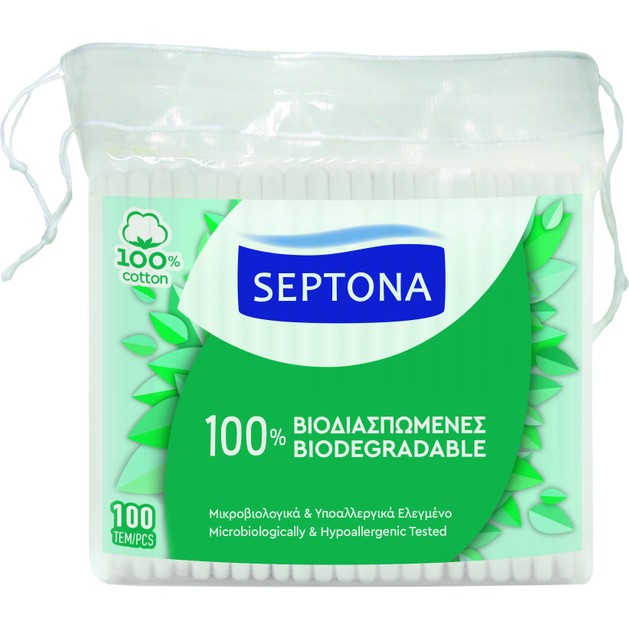 Septona Ωτοκαθαριστές 100% Βιοδιασπώμενοι Σακουλάκι 100 Τεμάχια Septona Ωτοκαθαριστές 100% Βιοδιασπώμενοι Σακουλάκι 100 Τεμάχια